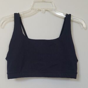 Athleta Women's L Sports Bra Navy Split Strap Yoga Athlete Sporty Pickleball